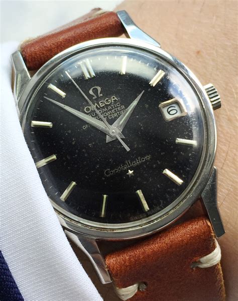 omega constellation mens black dial bracelet watch|used omega watches constellation from 1960 to 1980.